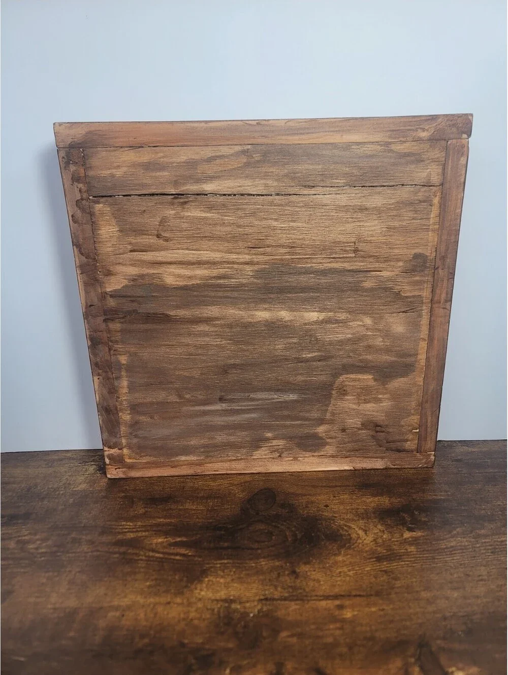 Handmade Wooden Tray With Painted Sparkly Teal Blue And White Barn Quilt Design